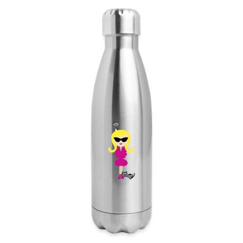 A Blonde Cutie and Her Lovely Cats - 17 oz Insulated Stainless Steel Water Bottle