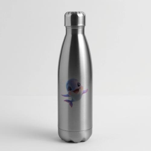 Purple-White Smiling Baby Dolphin - 17 oz Insulated Stainless Steel Water Bottle