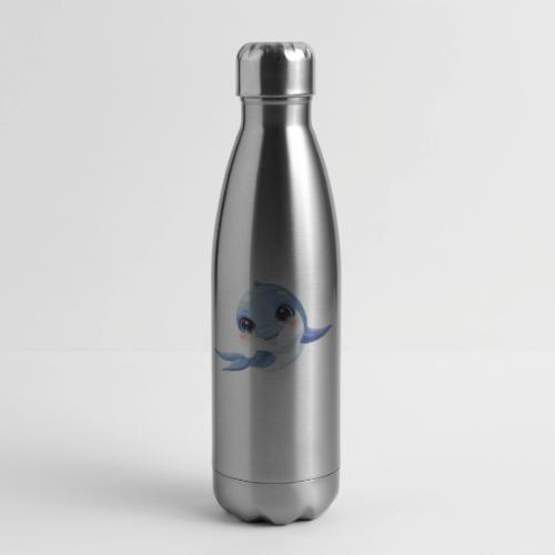 Joyful Blue-White Baby Dolphin - 17 oz Insulated Stainless Steel Water Bottle