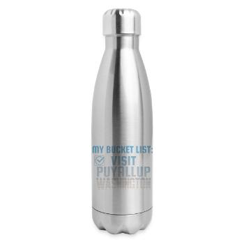 Puyallup Washington Bucket List Home Town - 17 oz Insulated Stainless Steel Water Bottle - silver - Right