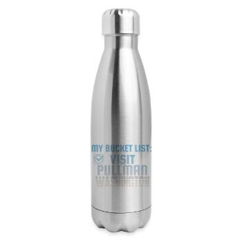 Pullman Washington Bucket List Home Town - 17 oz Insulated Stainless Steel Water Bottle - silver - Right