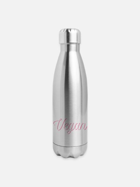 Funny Vegan - 17 oz Insulated Stainless Steel Water Bottle - silver