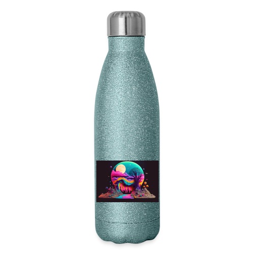 Spooky Full Moon Psychedelic Landscape Paint Drips - Insulated Stainless Steel Water Bottle