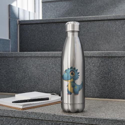 Smiling Blue and Yellow Baby Dinosaur - 17 oz Insulated Stainless Steel Water Bottle