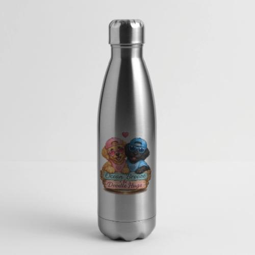Ocean Breeze & Doodle Hugs - 17 oz Insulated Stainless Steel Water Bottle