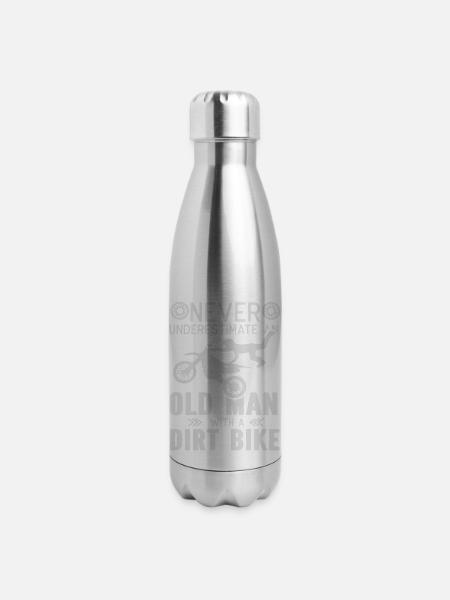 Never Underestimate an old Man with a Dirt Bike - 17 oz Insulated Stainless Steel Water Bottle - silver