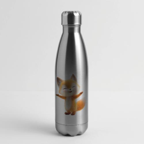 Cute 3D Cartoon Fox Standing Arms Up - 17 oz Insulated Stainless Steel Water Bottle