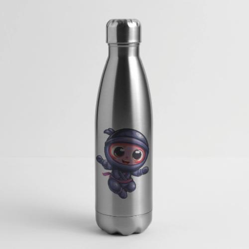 Joyful Cartoon Baby Ninja Jumping in Action - 17 oz Insulated Stainless Steel Water Bottle