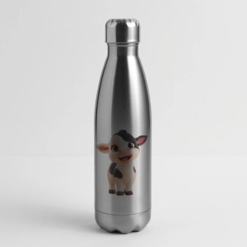 Joyful Cartoon Baby Cow Standing - 17 oz Insulated Stainless Steel Water Bottle