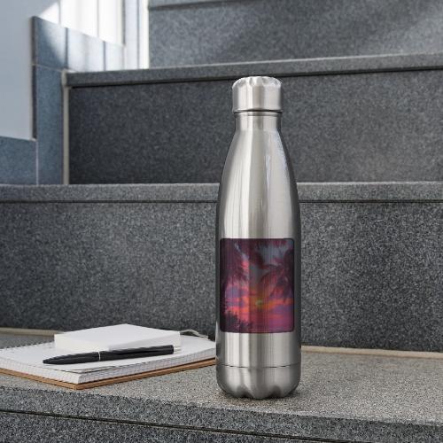 Tropical Sunset Palm Silhouette Design - 17 oz Insulated Stainless Steel Water Bottle