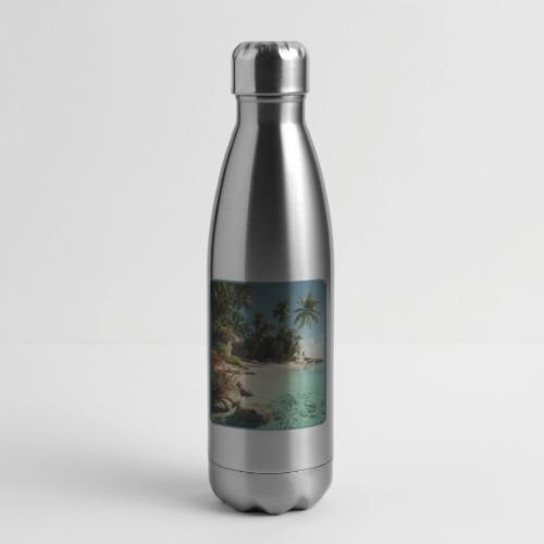 Serene Tropical Beach Floral Design - 17 oz Insulated Stainless Steel Water Bottle