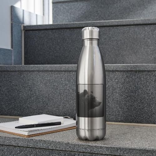 Grizzly Bear Black White Portrait Design - 17 oz Insulated Stainless Steel Water Bottle