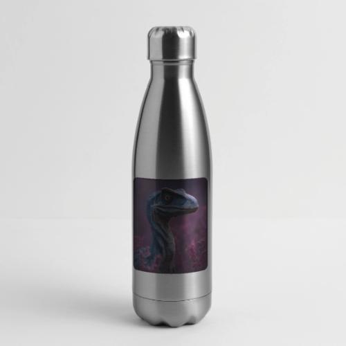 Blue Velociraptor Portrait Design - 17 oz Insulated Stainless Steel Water Bottle