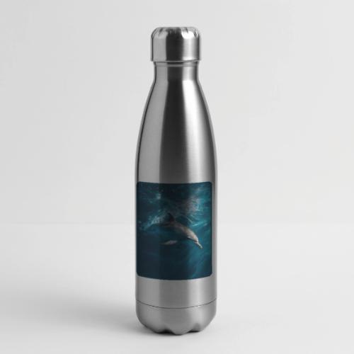 Dolphin Sunlit Ocean Serenity Design - 17 oz Insulated Stainless Steel Water Bottle