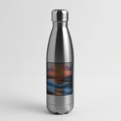 Sunset Storm Waves Oil Painting - 17 oz Insulated Stainless Steel Water Bottle