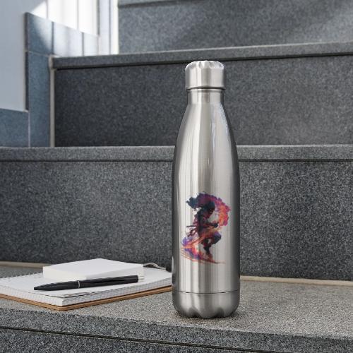 Flaming Ninja Warrior Fantasy Design - 17 oz Insulated Stainless Steel Water Bottle