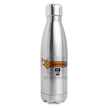 Everything Will Be OK Husband Basketball Partner - 17 oz Insulated Stainless Steel Water Bottle - silver - Right