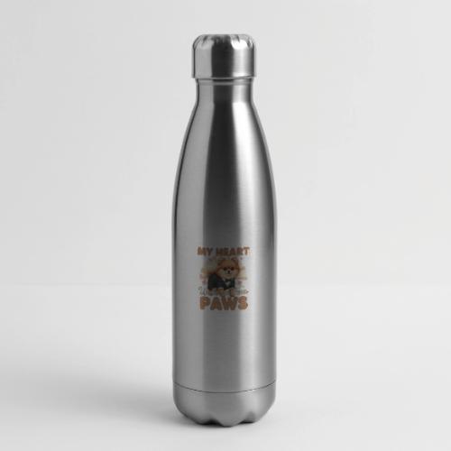 My Heart Walks on Four Paws – Pomeranian tee - 17 oz Insulated Stainless Steel Water Bottle