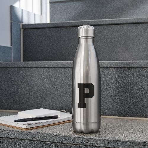 Varsity Letter P Athletic Alphabet Design - 17 oz Insulated Stainless Steel Water Bottle