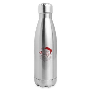 Christmas Cute Santa Is Coming Santa Candy Cane - 17 oz Insulated Stainless Steel Water Bottle - silver - Right