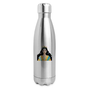 Lovely Princess with Long Black Hair in Turquoise - 17 oz Insulated Stainless Steel Water Bottle - silver - Right