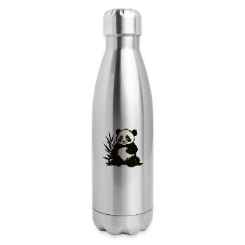 Rustic cute teary-eyed panda | Funny - 17 oz Insulated Stainless Steel Water Bottle - silver - Right