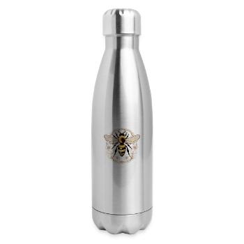 Bee vintage-style illustration - 17 oz Insulated Stainless Steel Water Bottle - silver - Right
