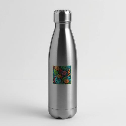 Vibrant Tropical Jungle Bloom Art - 17 oz Insulated Stainless Steel Water Bottle