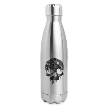Silver Camo Skull Design - Winter Camouflage - 17 oz Insulated Stainless Steel Water Bottle - silver - Right