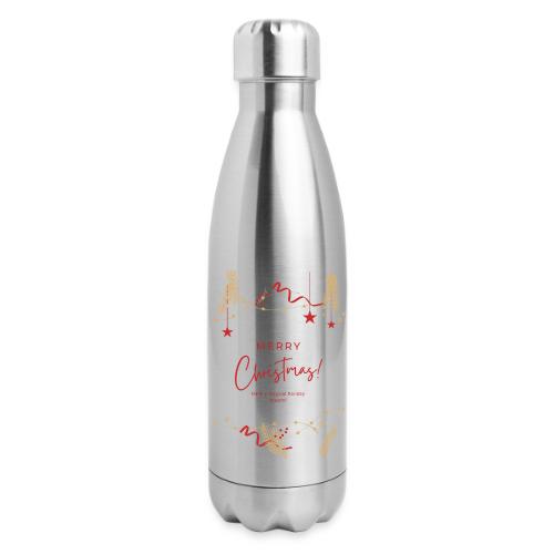 Merry Christmas Typography Design - 17 oz Insulated Stainless Steel Water Bottle