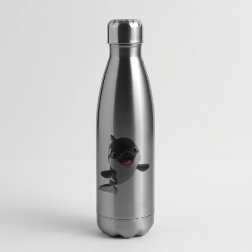 Smiling Cartoon Baby Orca - 17 oz Insulated Stainless Steel Water Bottle