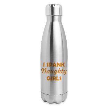 Naughty girls gift BDSM fetish roleplay - 17 oz Insulated Stainless Steel Water Bottle - silver - Right
