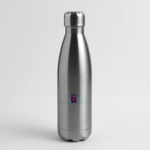 Number 6 in Magenta: Varsity Font - 17 oz Insulated Stainless Steel Water Bottle