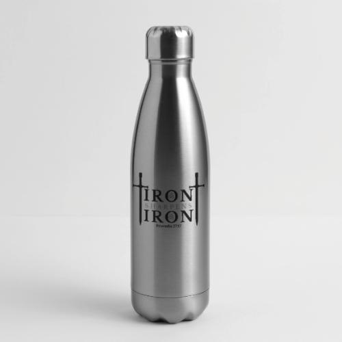 Iron Sharpens Iron - Proverbs 27:17 (Black & Grey) - 17 oz Insulated Stainless Steel Water Bottle
