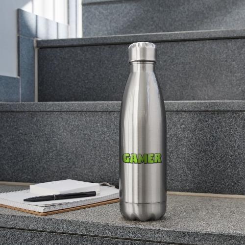 Gamer Neon Green Gaming Logo Design - 17 oz Insulated Stainless Steel Water Bottle