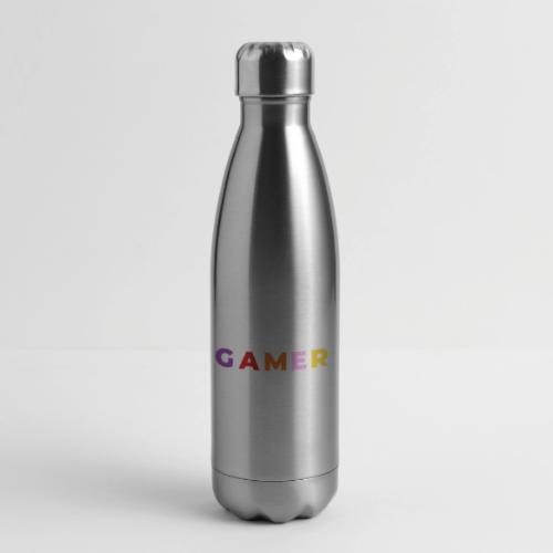 Multicolor GAMER Typography Design - 17 oz Insulated Stainless Steel Water Bottle