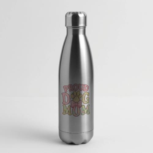 Proud Dog Mom Floral Paw Bow - 17 oz Insulated Stainless Steel Water Bottle