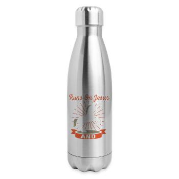 This Girl Runs On Jesus And Horses - 17 oz Insulated Stainless Steel Water Bottle - silver - Right