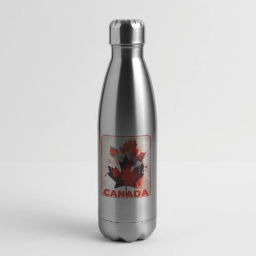 Canada Inked Leaf - 17 oz Insulated Stainless Steel Water Bottle
