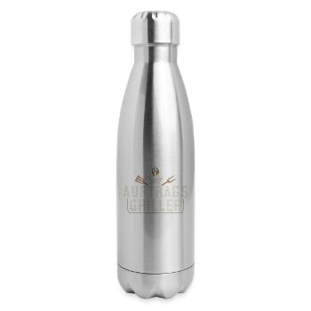 Funny Serial Griller Dad BBQ Legend Fathers Day - 17 oz Insulated Stainless Steel Water Bottle - silver - Right