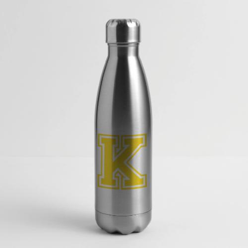 Letter k – Capital Athletic Alphabet Monogram - 17 oz Insulated Stainless Steel Water Bottle