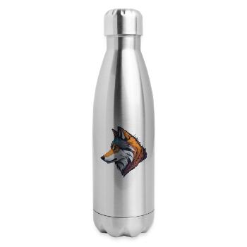 Wolf head in vibrant colors illustration - 17 oz Insulated Stainless Steel Water Bottle - silver - Right