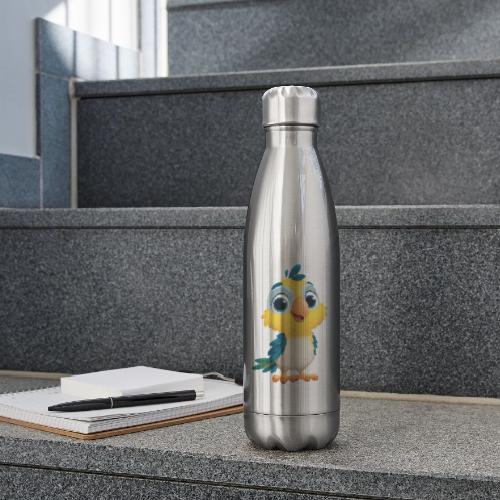 Playful Cartoon Parrot with Big Happy Eyes - 17 oz Insulated Stainless Steel Water Bottle
