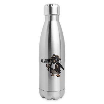 Cool Minimalist Penguin Chilling | Funny - 17 oz Insulated Stainless Steel Water Bottle - silver - Right
