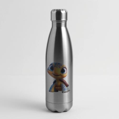 Joyful 3D Baby Turtle with Big Eyes - 17 oz Insulated Stainless Steel Water Bottle