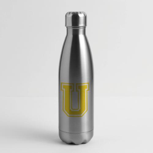 Letter U – Capital Athletic Alphabet Monogram - 17 oz Insulated Stainless Steel Water Bottle