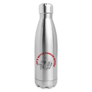 Let's Watch Horror Movies Happy Halloween Cuddle - 17 oz Insulated Stainless Steel Water Bottle - silver - Right