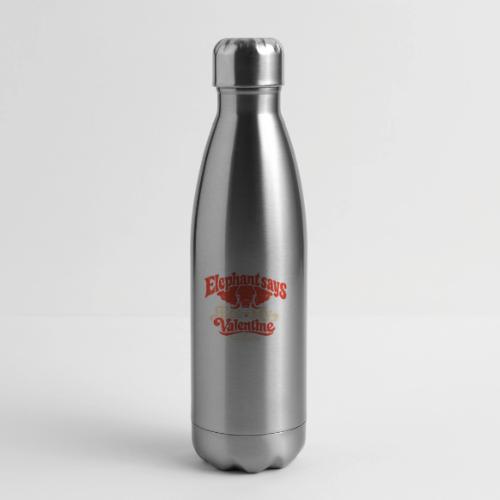 Retro Elephant Bee My Valentine Cute Couple - 17 oz Insulated Stainless Steel Water Bottle