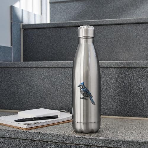 Silver Blue Jay on Perch + Flight Stages 2-print - 17 oz Insulated Stainless Steel Water Bottle