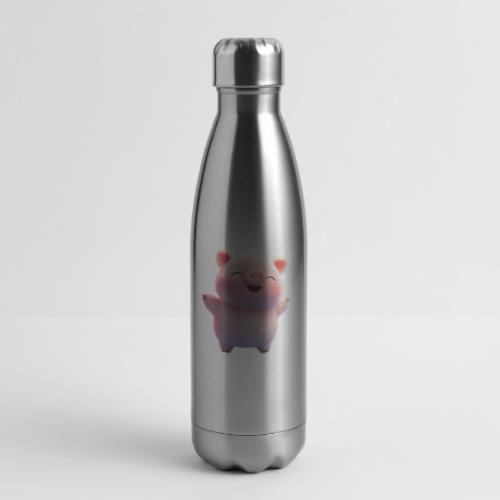 Cute Cartoon Baby Pig Standing Arms Up - 17 oz Insulated Stainless Steel Water Bottle